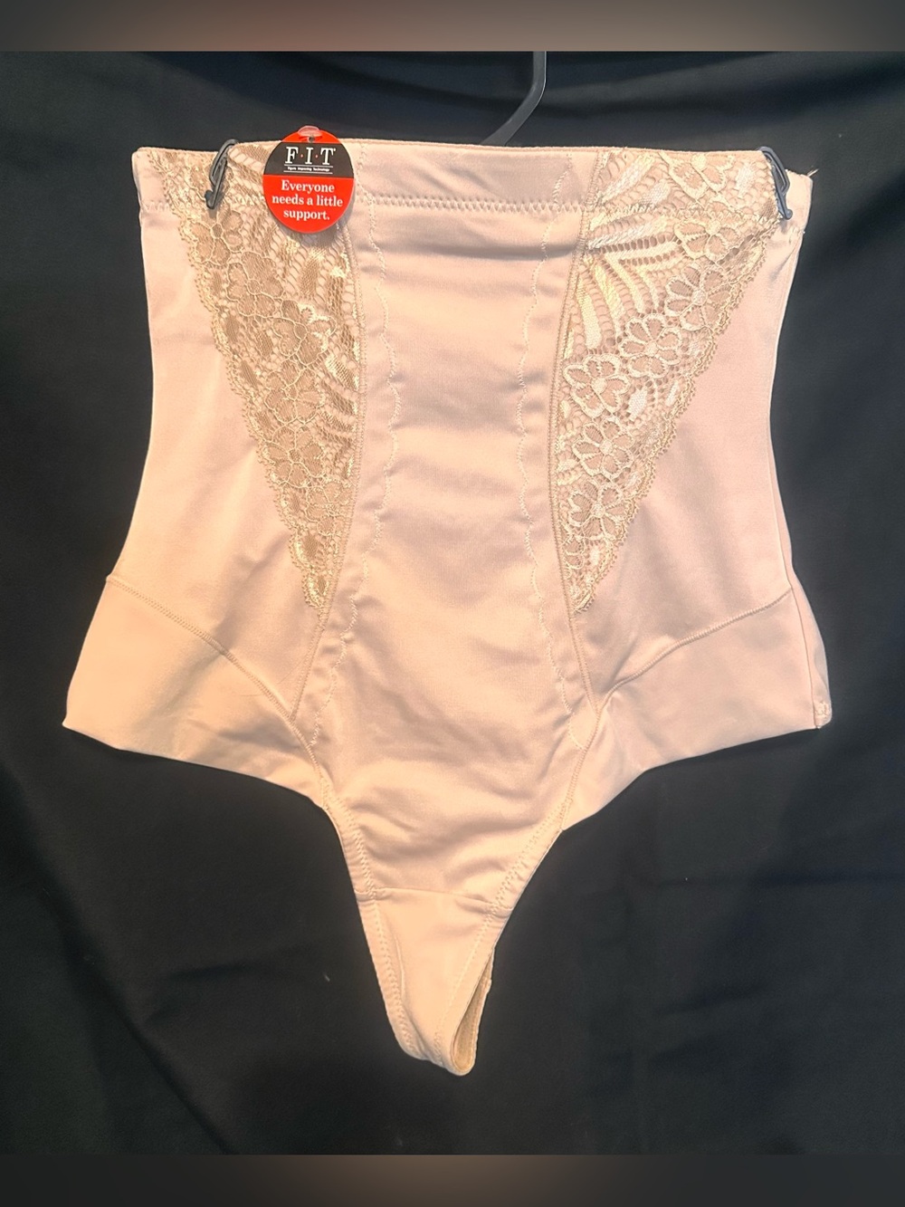 F25 F•I•T High-Waist Shaping Thong with Lace Panels - Blush - Sz XL -NWT